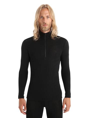 Black Icebreaker Merino 175 Everyday Long Sleeve Half Zip Thermal Top Men's Base Layers | AU 1371VRWD